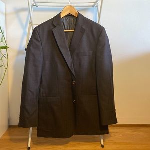 Calvin Klein Mens 38R Wool Blazer Brown Herringbone Suit Jacket